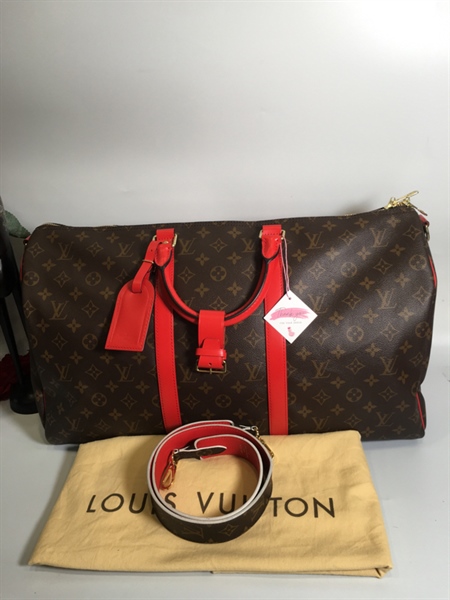 Túi LV du lịch quai đỏ +