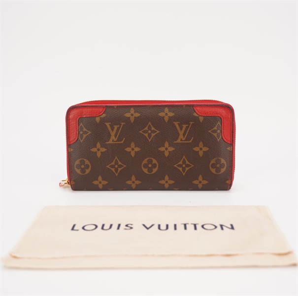 Ví LV hoa nâu viền đỏ +