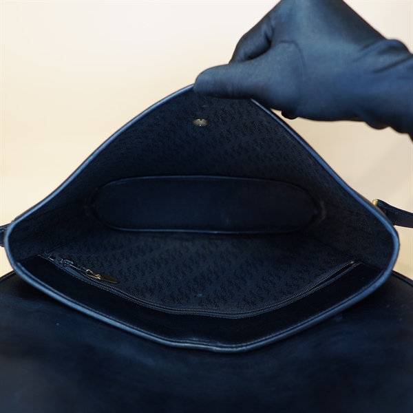 Túi xách YSL đen chốt khóa vàng tròn KG+