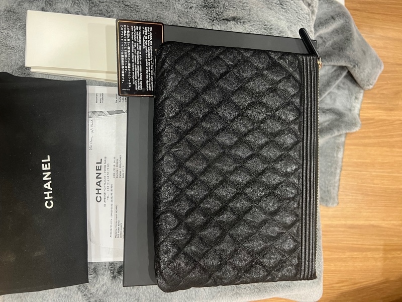 Túi chanel kẹp nách đen +