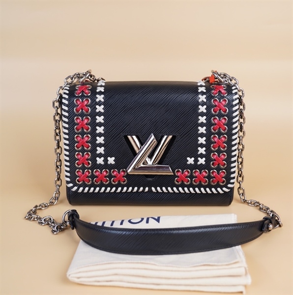 Túi LV twist đen viền đỏ trắng +