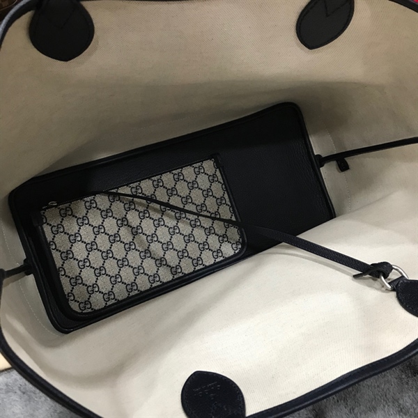 Túi Tote GG sọc đỏ xanh đen kèm pound +