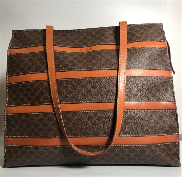 Túi Celine lớn sọc ngang cam KG+