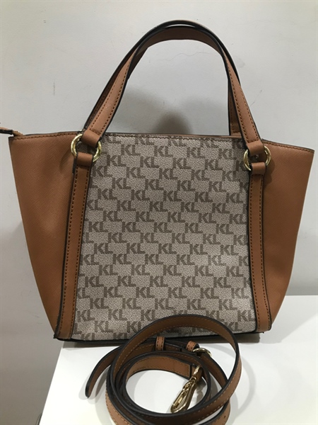 Túi Karl Lagerfeld Xám Phối Vàng Kèm Pound KG+