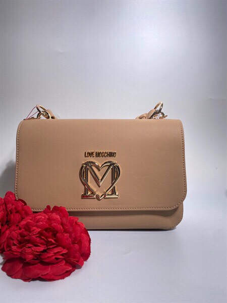 Túi Love Moschino chữ nhật kem KG+