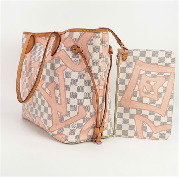 Túi LV neverfull có ví ô vuông xám in hình size 35 ++