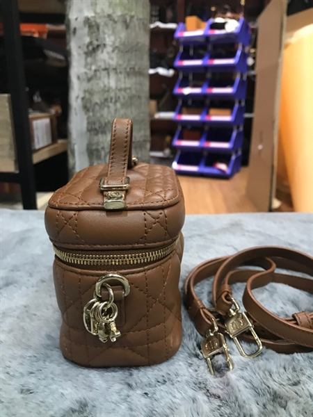 Túi hộp Dior nhỏ nâu da mềm +