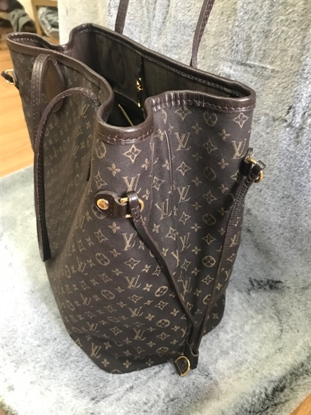 Túi tote LV hoa nhỏ màu nâu đậm KG+