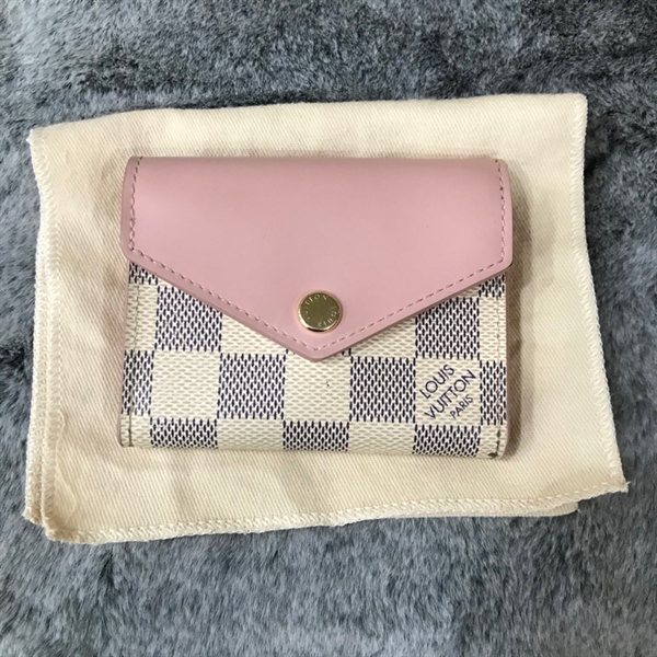 Ví LV Gập 3 Hồng Phối Trắng 10cm+
