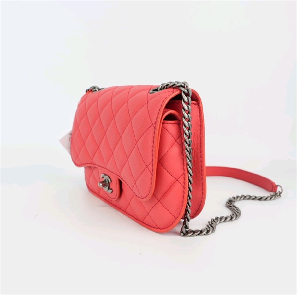 Túi Chanel Natural Flap Bag Quilted Lambskin hồng cam (23555174) KG+