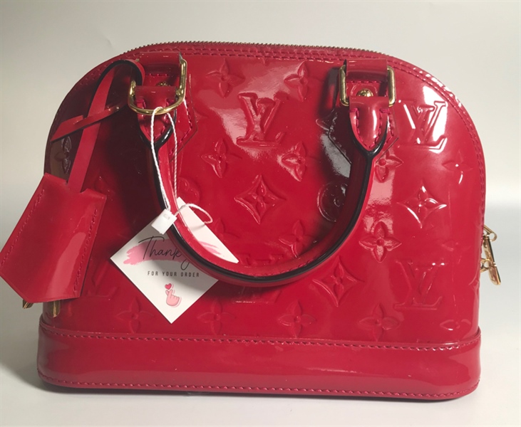 Túi Lv đỏ bông LV khoá vàng KG+