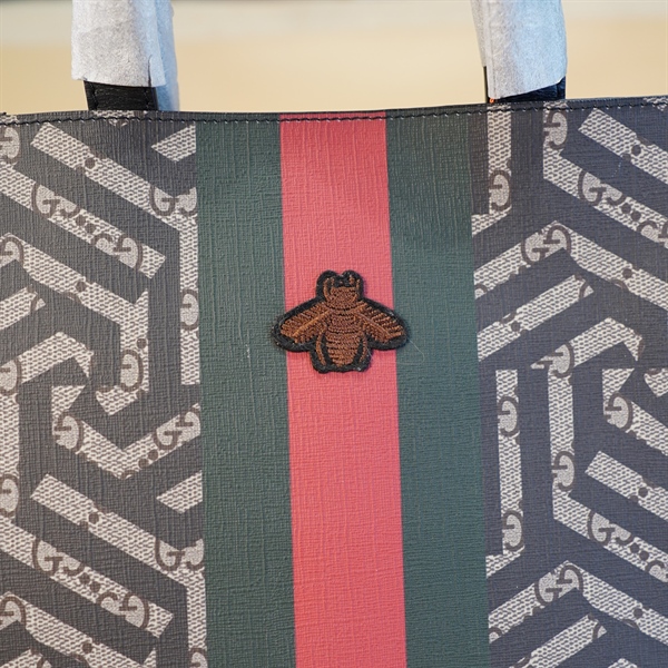 Túi Tote GG Sọc Đỏ Xanh Rêu KG+