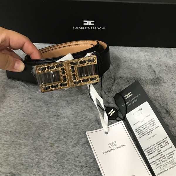 Thắt lưng Elisabetta Franchi màu đen lòng nude KG+