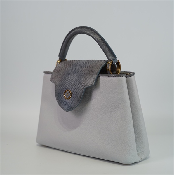 Túi LV Capu BB xám xanh quai Python sz26 +