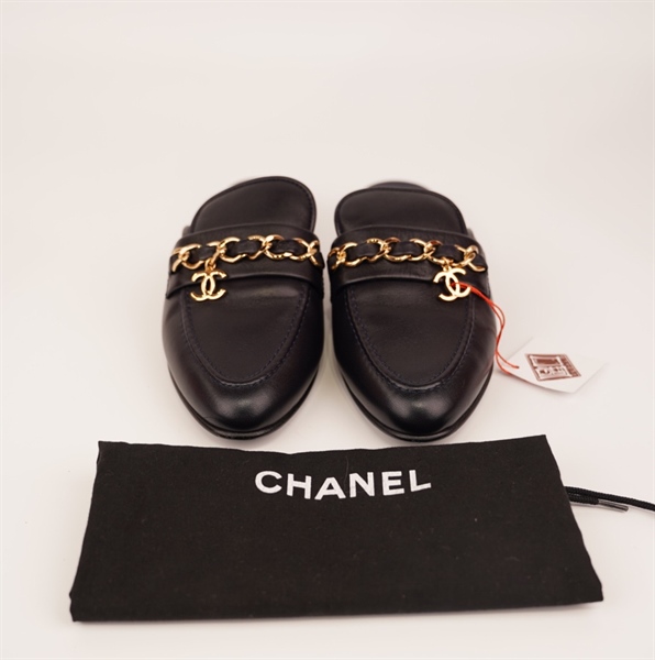 Dép Chanel quai vàng+