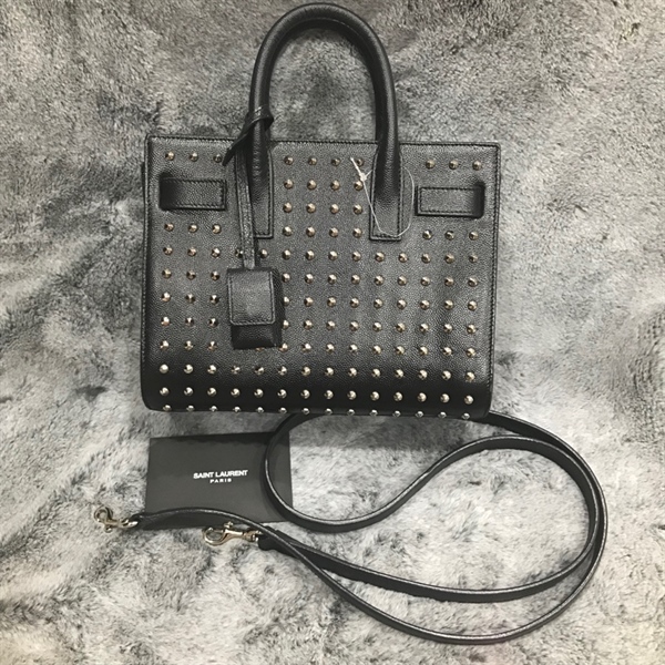 Túi YSL đen gắn đinh KG+