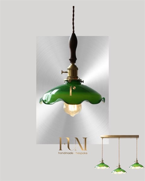 Đèn treo | Thủy tinh, Kim loại - Màu xanh - D21cm - 3 bóng