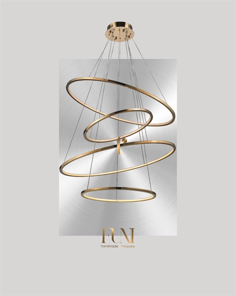 Đèn thông tầng Led Ring 6 vòng (D80x3 + D120x3) (Bộ) | Inox, Màu đồng đỏ