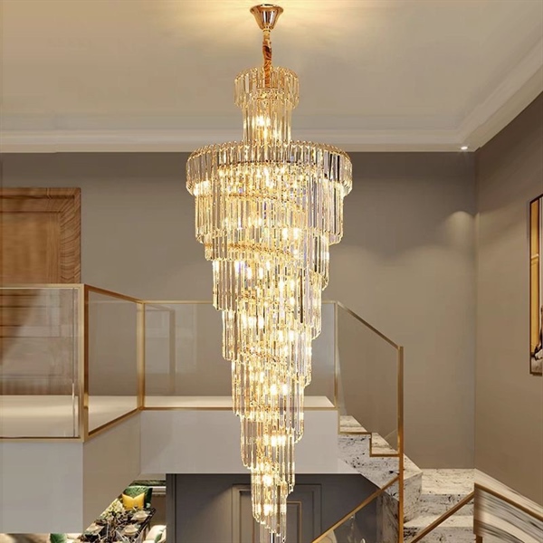 Đèn chùm |Hợp kim, Phale - Vàng đồng, Clear - D70xH210cm