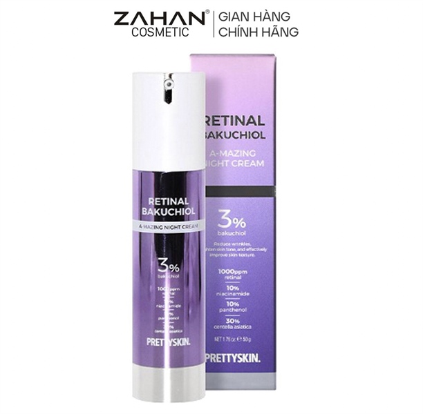 Kem dưỡng tái tạo, trẻ hoá làn da PRETTYSKIN RETINAL BAKUCHIOL A-MAZING NIGHT CREAM (50ml)