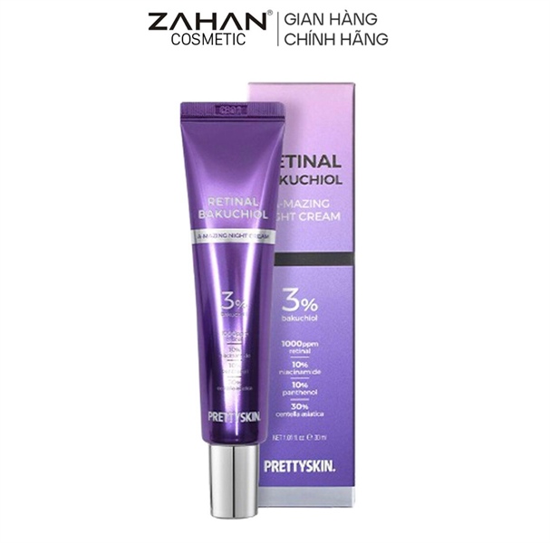 Kem dưỡng tái tạo, trẻ hoá làn da PRETTYSKIN RETINAL BAKUCHIOL A-MAZING NIGHT CREAM (30ml)