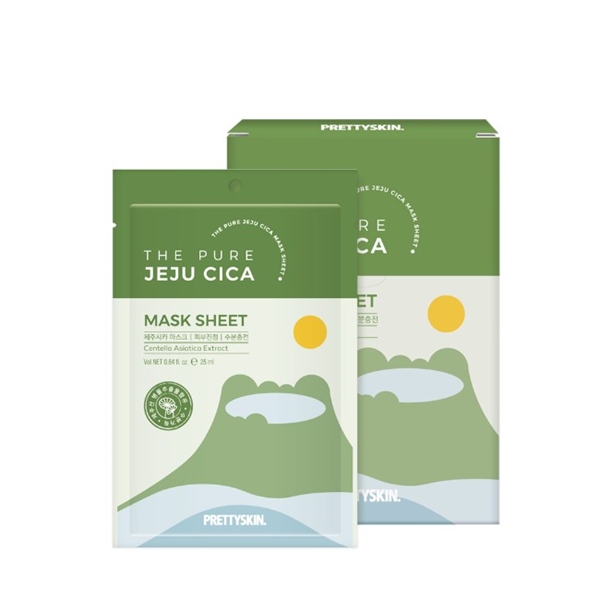 Mặt nạ rau má The Pure Jeju Cica mask sheet Prettyskin hộp 10gói