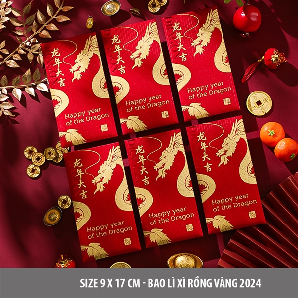 Bao lì xì Rồng Vàng 2024