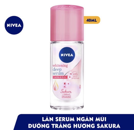 Lăn khử mùi Nivea serum dưỡng trắng hoa anh đào 40ml