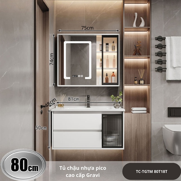 Bộ tủ chậu nhựa pico cao cấp GN T18-80T