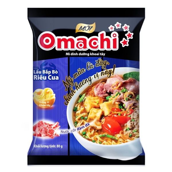Mì Omachi Bắp Bò Riêu Cua Gói 80g