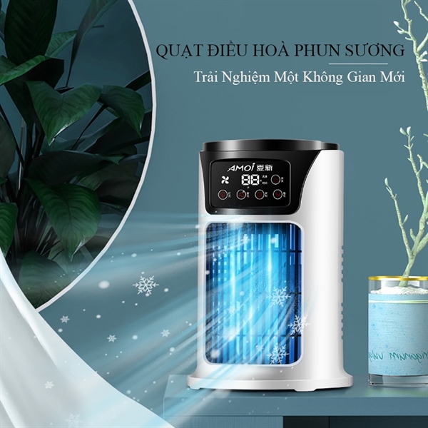 Quạt hơi nước mini để bàn hình trụ sử dụng nguồn USB hoặc cắm sạc dự phòng