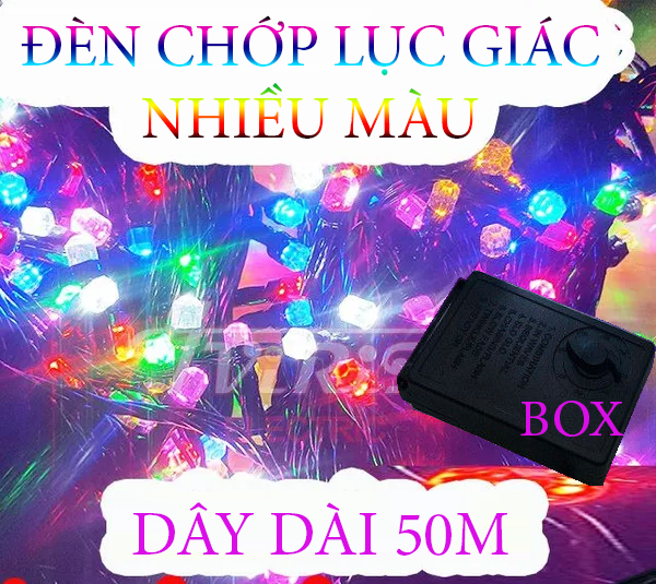 Dây đèn chớp led lục giác 50m đủ màu