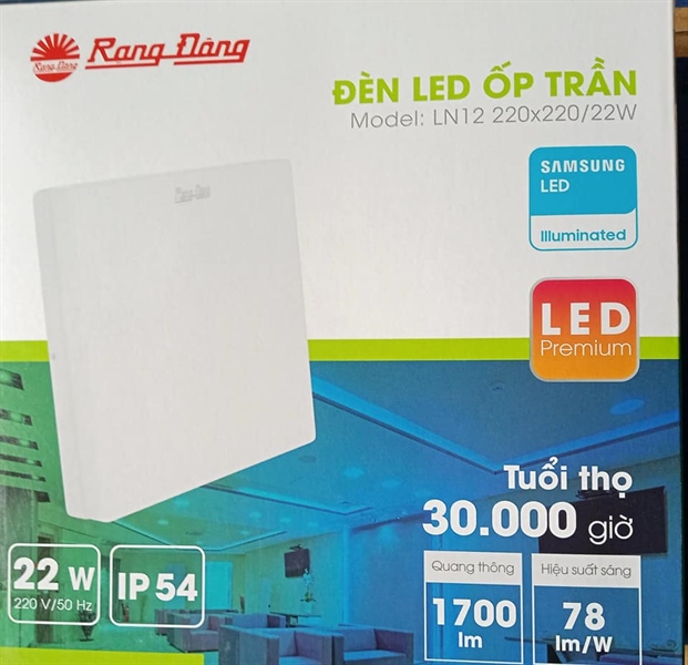 Đèn led ốp trần vuông đổi màu 22W Rạng Đông LN12