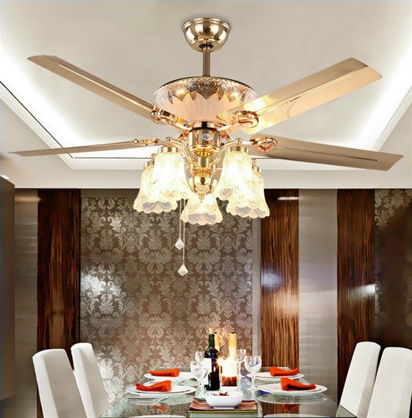 Quạt trần đèn 5 cánh vàng - LA22A5