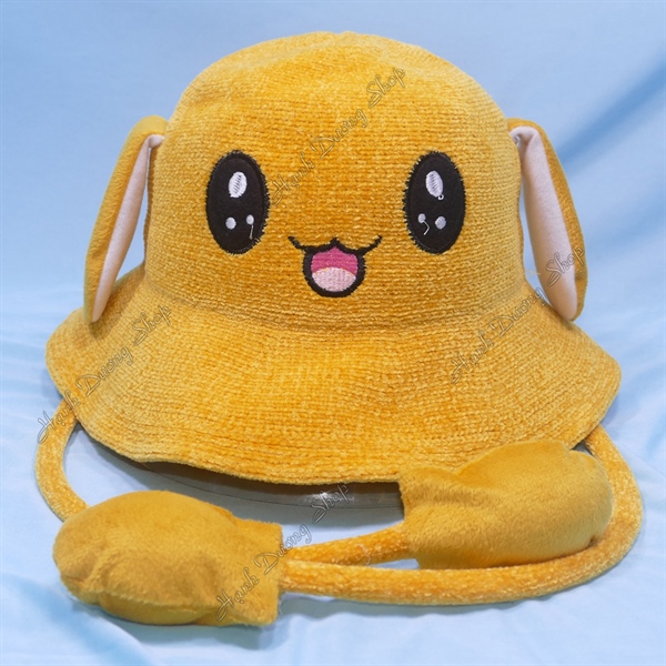 Nón nhung cho trẻ em từ 5-10 tuổi hình Pikachu cười lè lưỡi tai vễnh