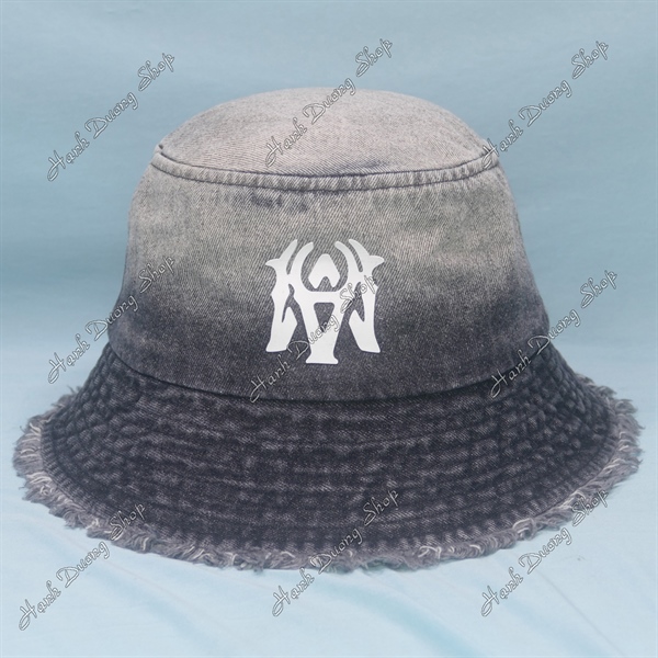 Nón tai bèo jean tua rua hàng quảng châu vòng đầu 59-60cm, mũ bucket vành rộng 6cm hàng jean cao cấp oát loang ép dẽo hình hai tay ôm ngọn đuốc