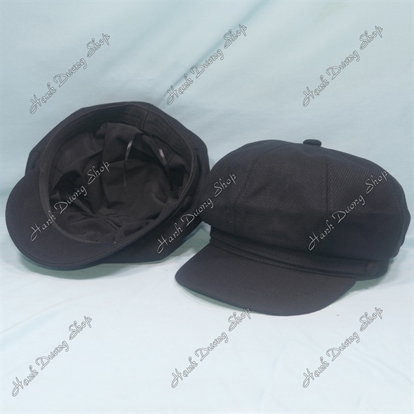 Nón mỏ vịt nữ trơn không thêu, nón beret nữ hàng quảng châu phong cách cổ điển, nón nồi nữ, nón bí ngô, nón beret họa sĩ hàng quảng châu vòng đầu 57-58cm có 2 dây rút giảm size đầu
