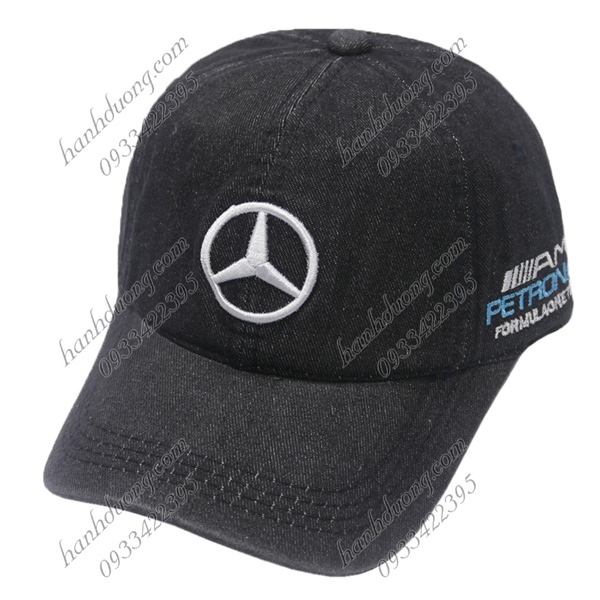 Nón kết jean thêu xe Mercedes Petronas khóa gài thời trang, cá tính