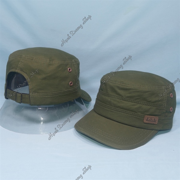 Nón kết đầu bằng thêu mặt da USA bên hông có khóa tăng giảm phía sau