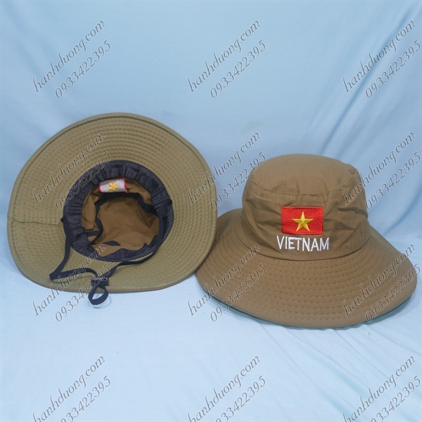 Nón tai bèo nam Việt Nam vành rộng chống nắng, có nút bấm thích hợp cho ace làm ngoài trời hoặc đi mùa hè xanh.