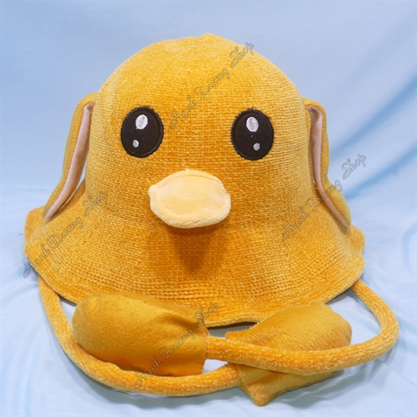 Nón nhung cho bé hình con vịt bóp kêu cạp cạp, có tai thỏ giật độc đáo