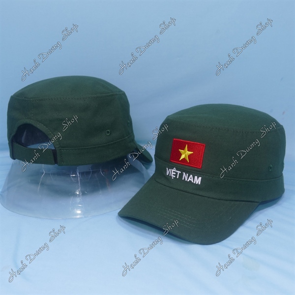 Nón lính mũ lưỡi trai đầu bằng thêu chữ Việt Nam phía sau khóa dán
