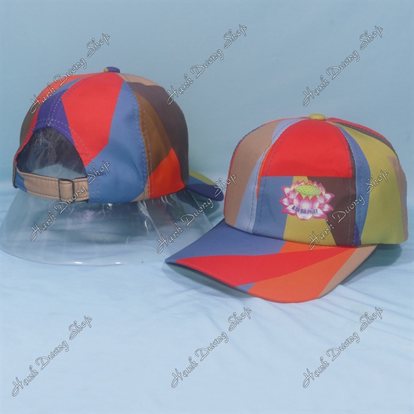 Nón kết họa tiết thầy Thích Minh Tuệ dán hoa sen có chữ A di đà phật vòng đầu 56-60cm dành cho người lớn