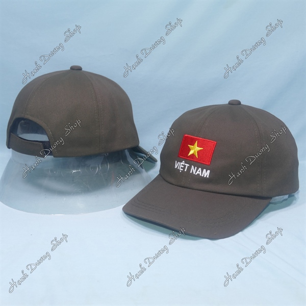Nón kết thêu lá cờ Việt Nam có khóa dán phía sau vòng đầu 56-60cm
