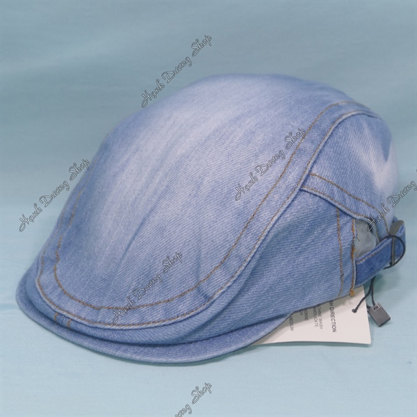 Nón mỏ vịt nón beret vải jean có 2 khóa tăng giảm size 2 bên hông, vòng đầu 57-58cm