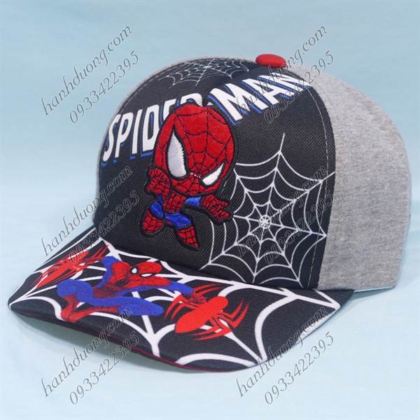 Nón kết trẻ em 4-10 tuổi vòng đầu 52cm ( 50-55cm) vải cotton hình siêu nhân Spider man