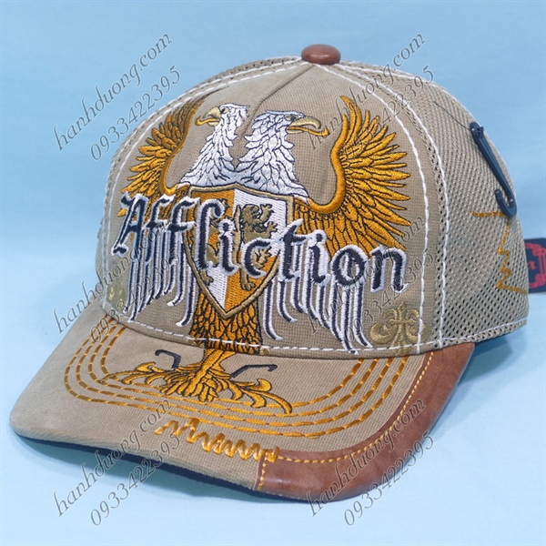 Nón kết lưới cao cấp thêu hình 2 con đại bàng đóng nút da