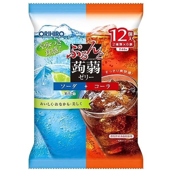 THẠCH ORIHIRO VỊ SODA VÀ COCA 240G ぷるんと蒟蒻ゼリー(ソーダ&コーラ) NHẬT BẢN