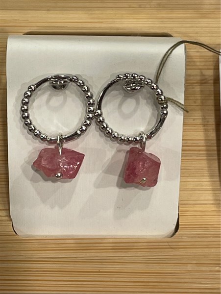 PINK SPINEL GENSEKI EARRING
