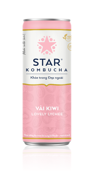 STAR KOMBUCHA ライチ LOVELY LYCHEE THỨC UỐNG LÊN MEN STAR KOMBUCHA VỊ VẢI KIWI 250ML